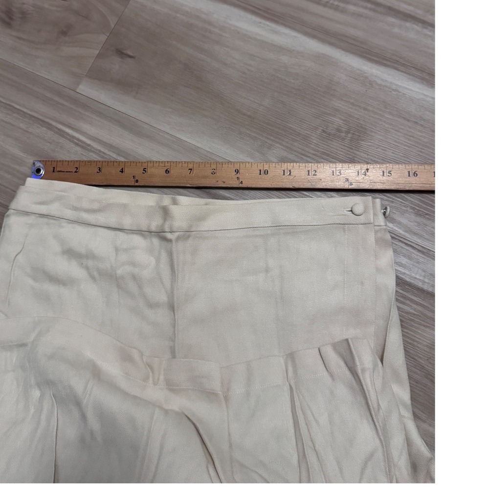 Vtg‎ EILEEN FISHER Silk Midi Skirt Beige Pleated Elastic Waist L v2 - Picture 3 of 6